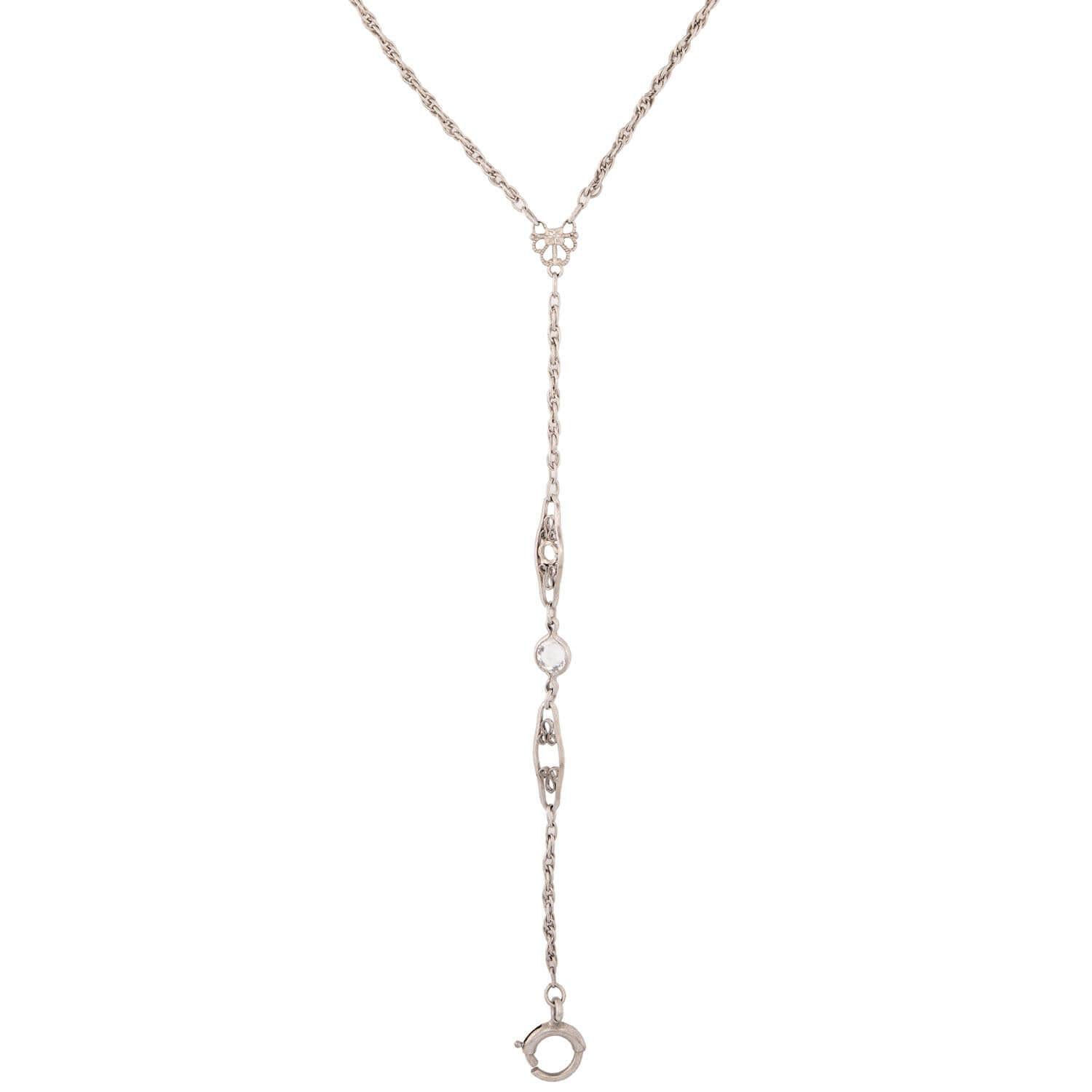 Victorian Sterling Silver Rock Quartz Crystal Lorgnette Chain