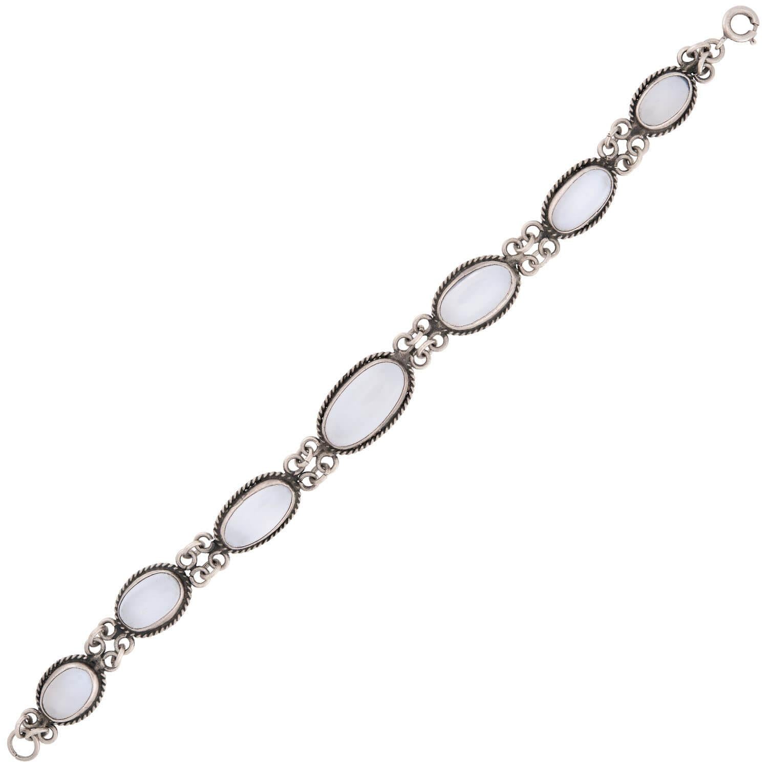 Retro Sterling Silver Moonstone Bracelet