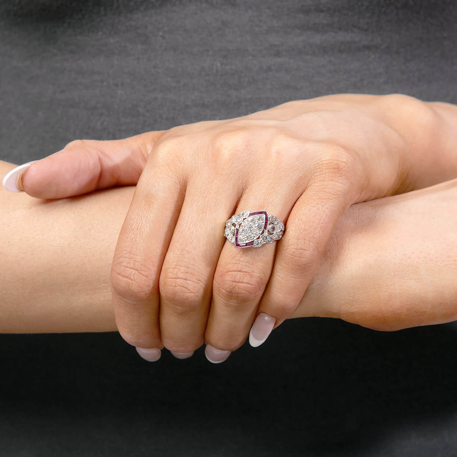 Art Deco Platinum Diamond & Ruby Ring