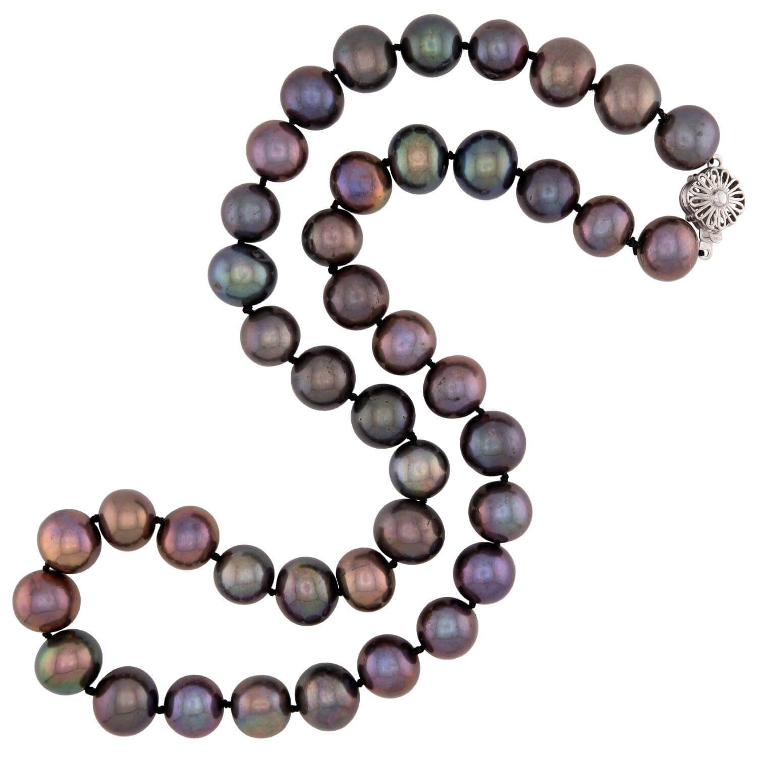 Estate 14k Tahitian Pearl Necklace 11mm