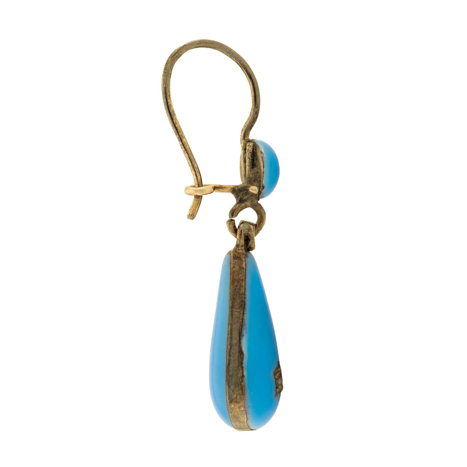 Victorian 14k Enamel and Pearl Drop Earrings