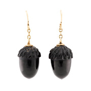 Victorian 14k Jet Acorn Earrings