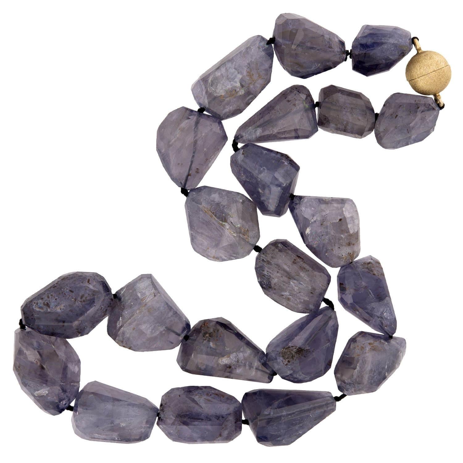Estate Sterling Silver Gilt Labradorite Bead Necklace