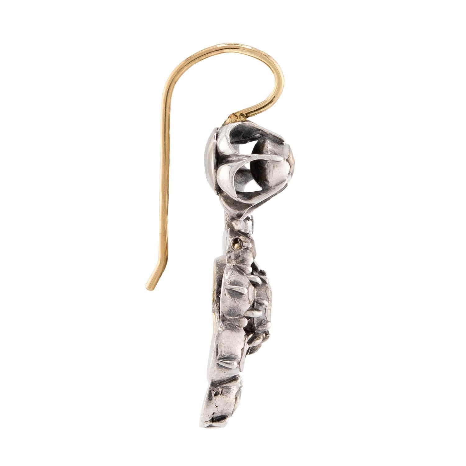 Georgian Sterling Silver Diamond Earrings