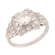 Art Deco Platinum Step Diamond Engagement Ring