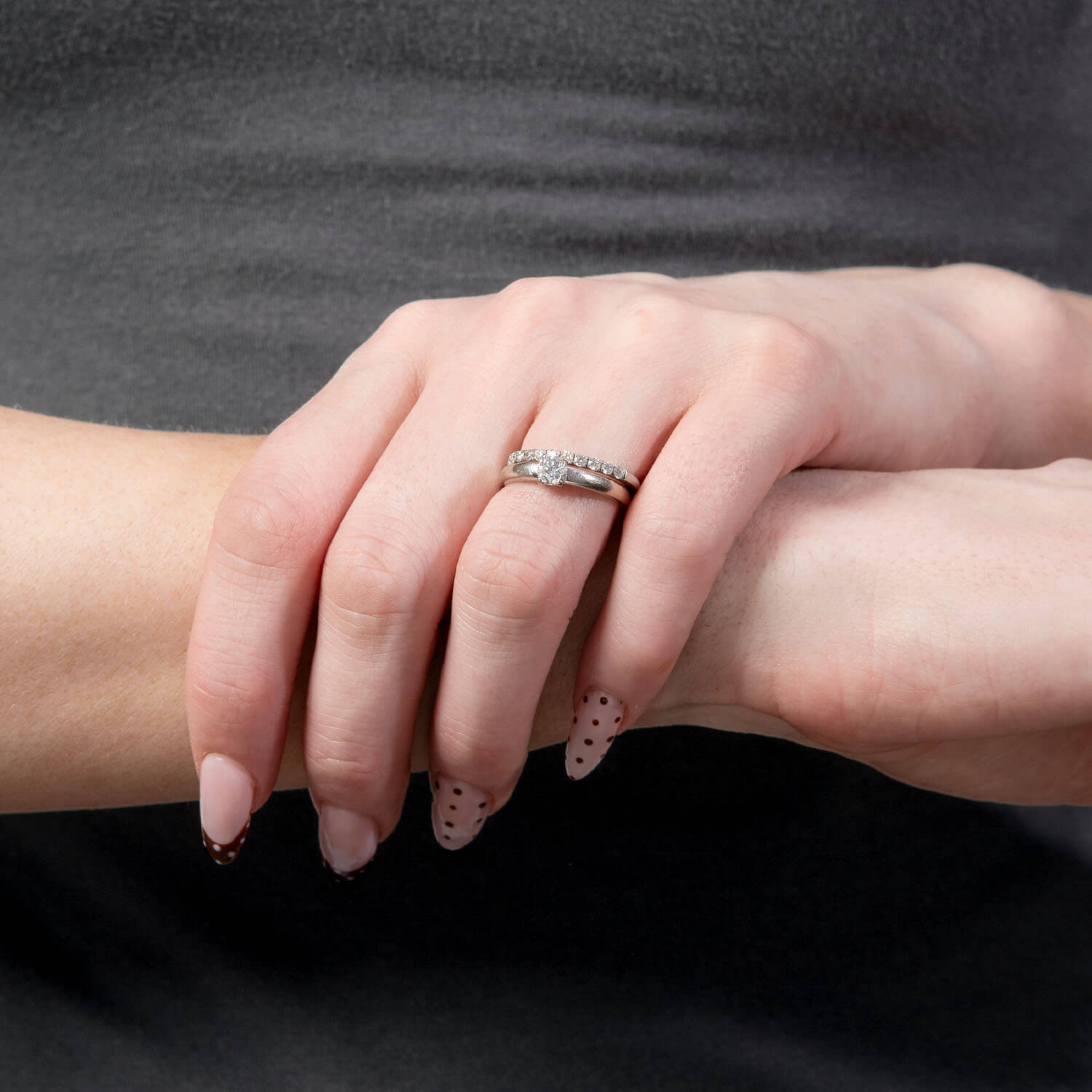 Estate 18k Diamond Engagement Ring & Wedding Band Set .34ct