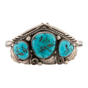 Vintage Native American Sterling Silver Turquoise Cuff Bracelet