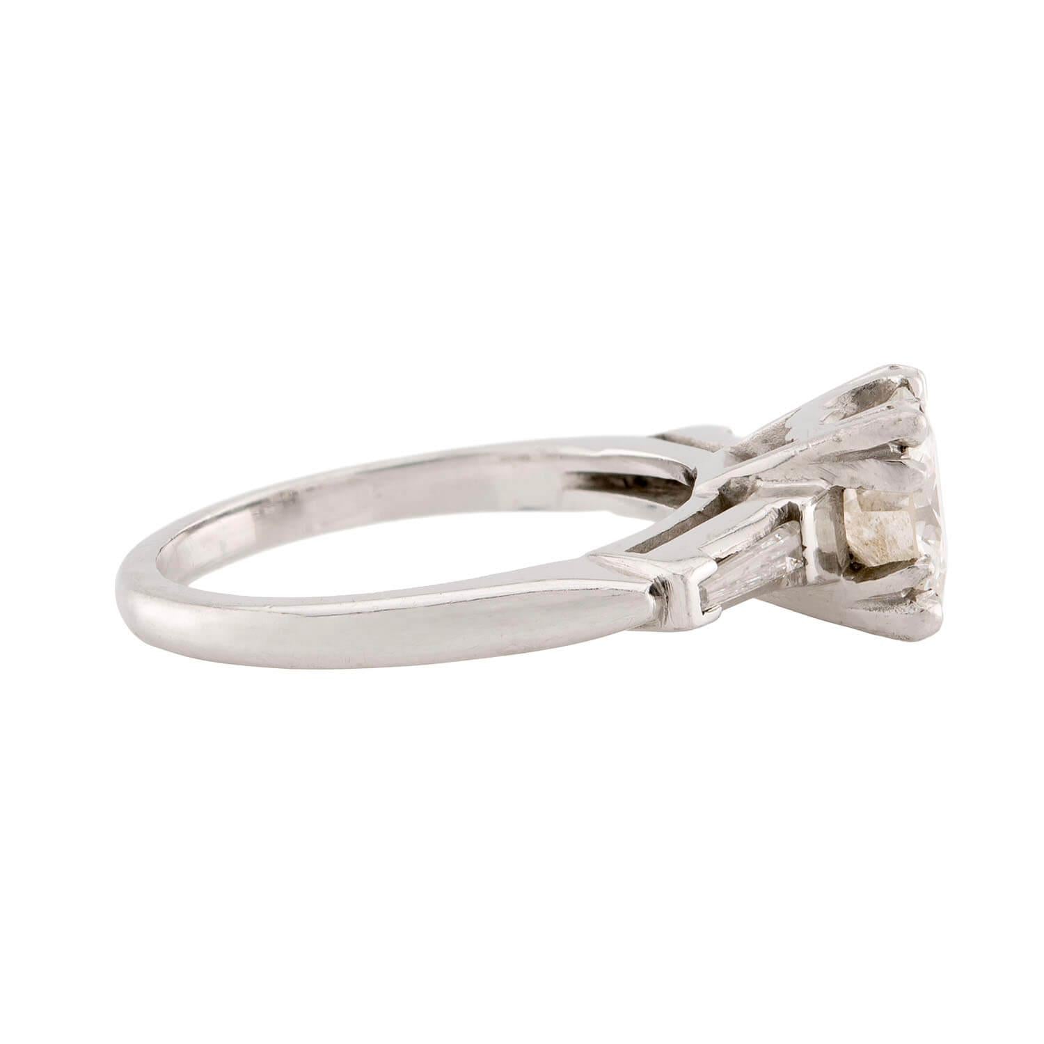 Retro Platinum Diamond Engagement Ring 1.35ct