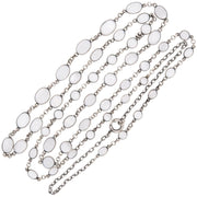 Art Nouveau Sterling Silver Moonstone Link Necklace 36"