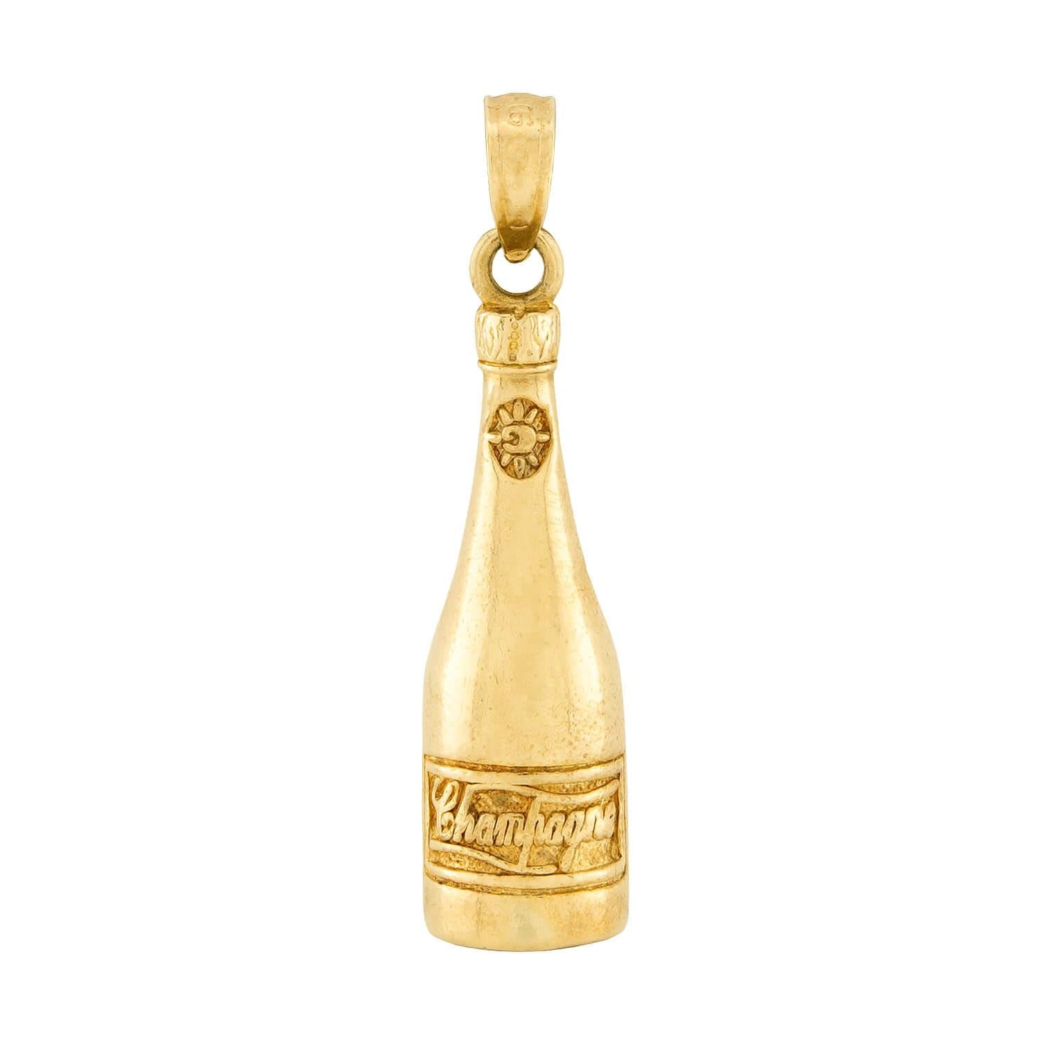 Retro 14k Champagne Bottle Pendant/Charm