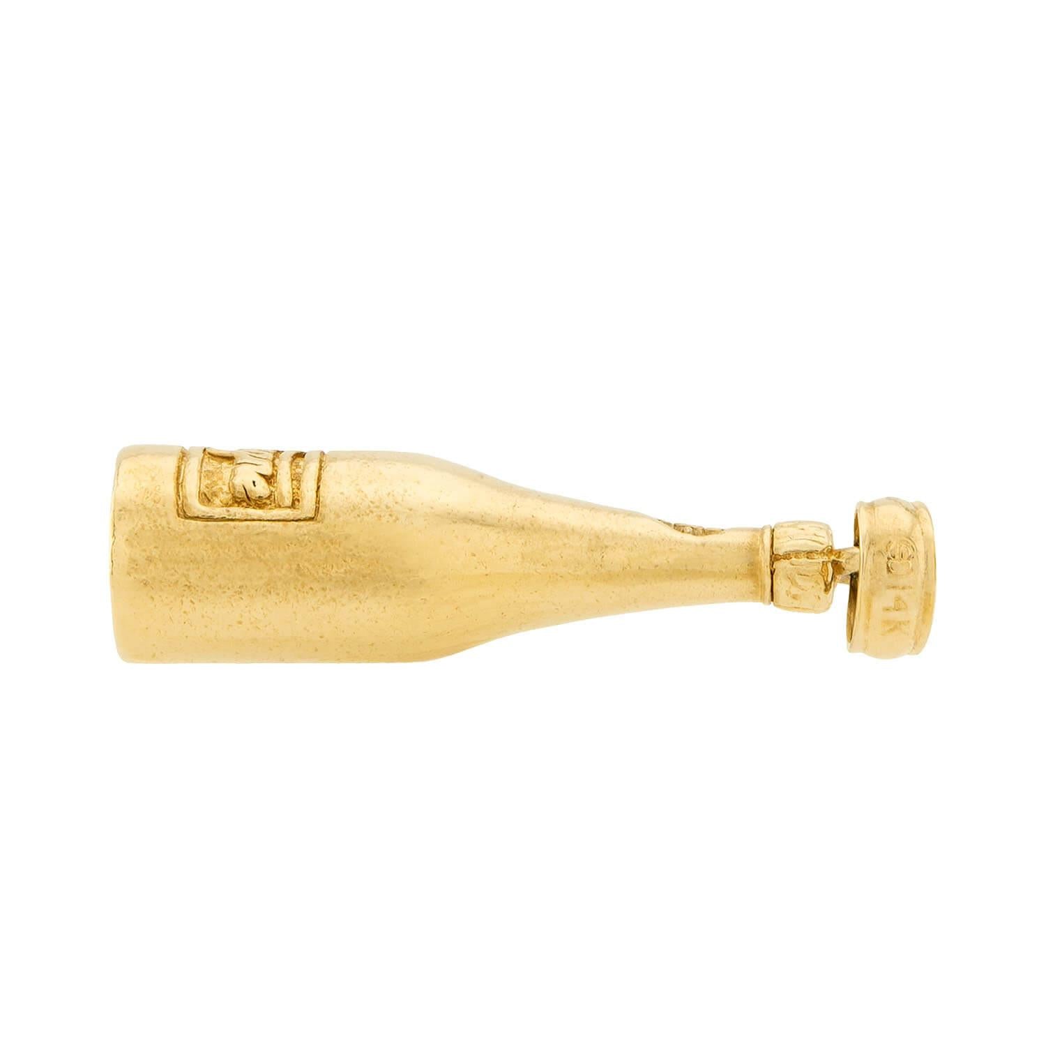 Retro 14k Champagne Bottle Pendant/Charm