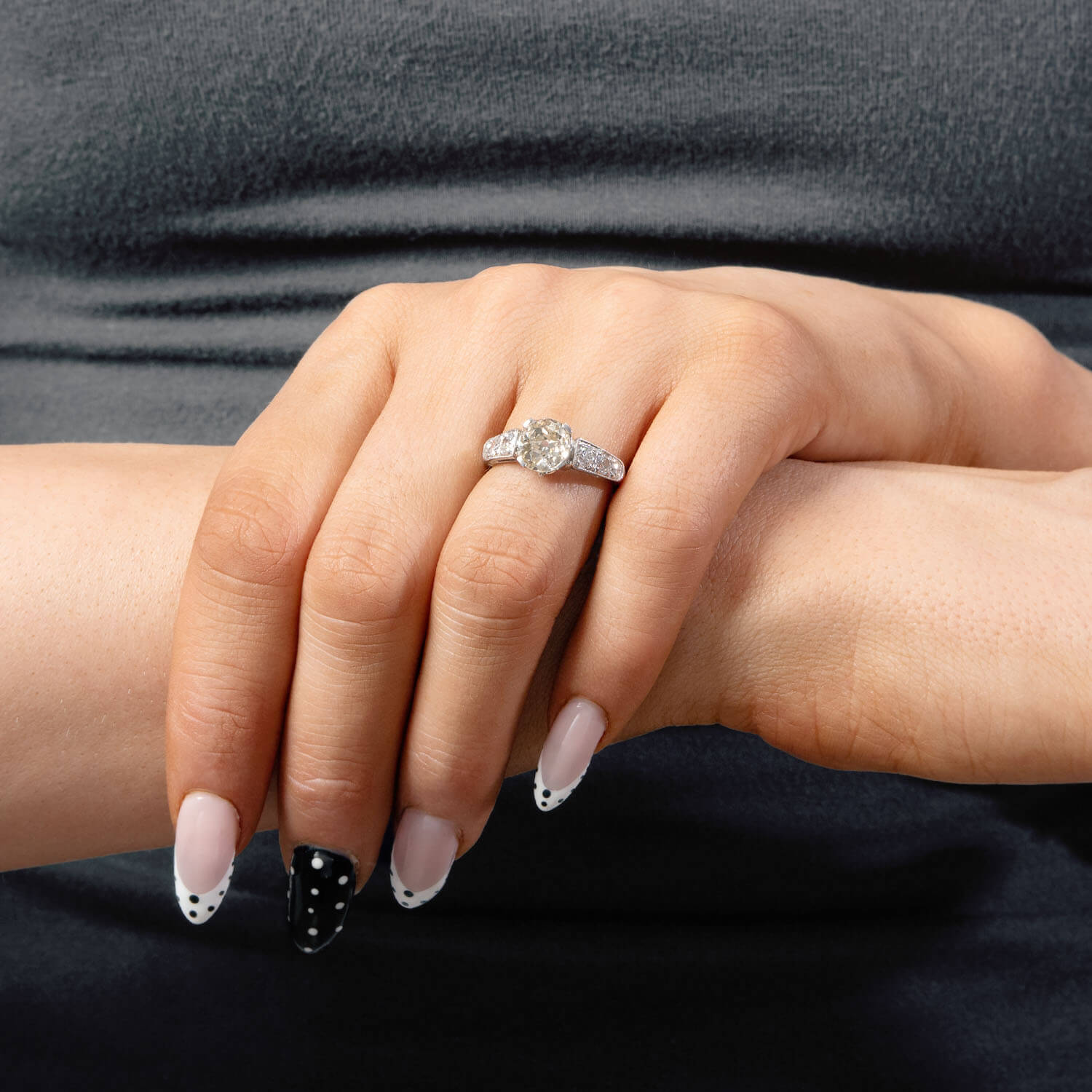 Art Deco 18K Diamond Engagement Ring 1.70ct