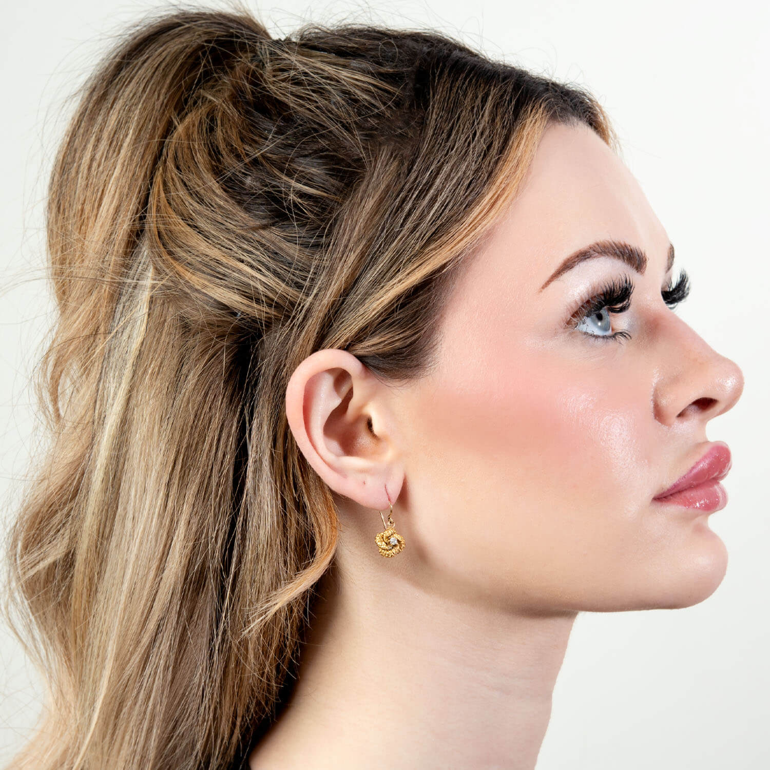 Victorian 14k Diamond Repoussé Love Knot Earrings