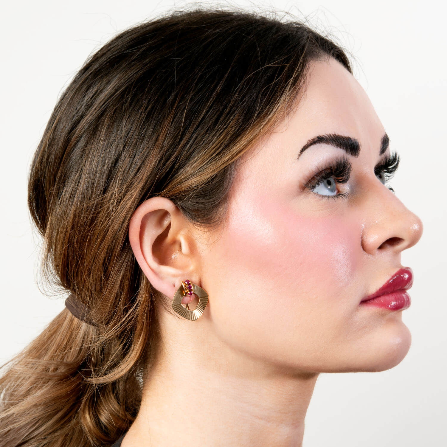 TIFFANY & CO. Retro 14k Ruby Earrings