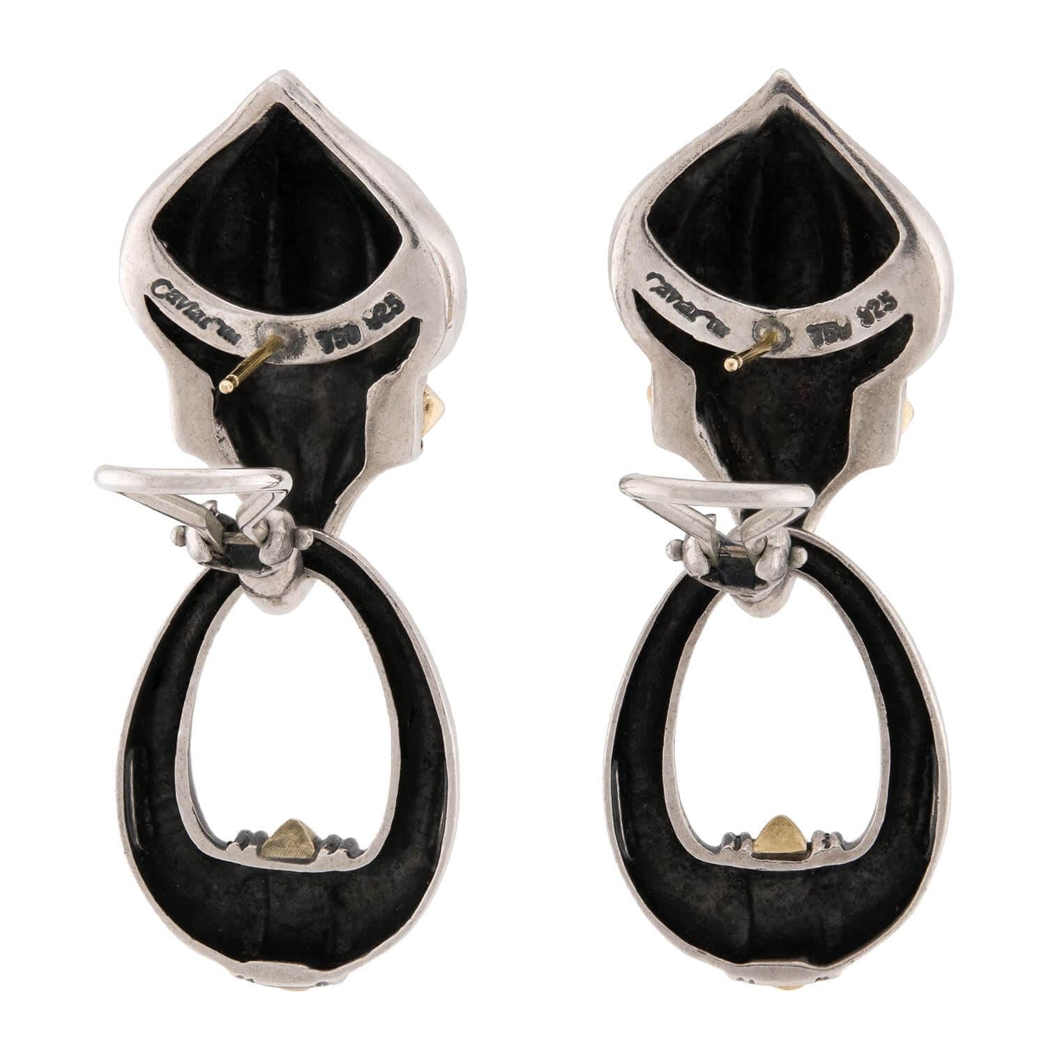 LAGOS Estate Sterling Silver/18k Convertible Earrings