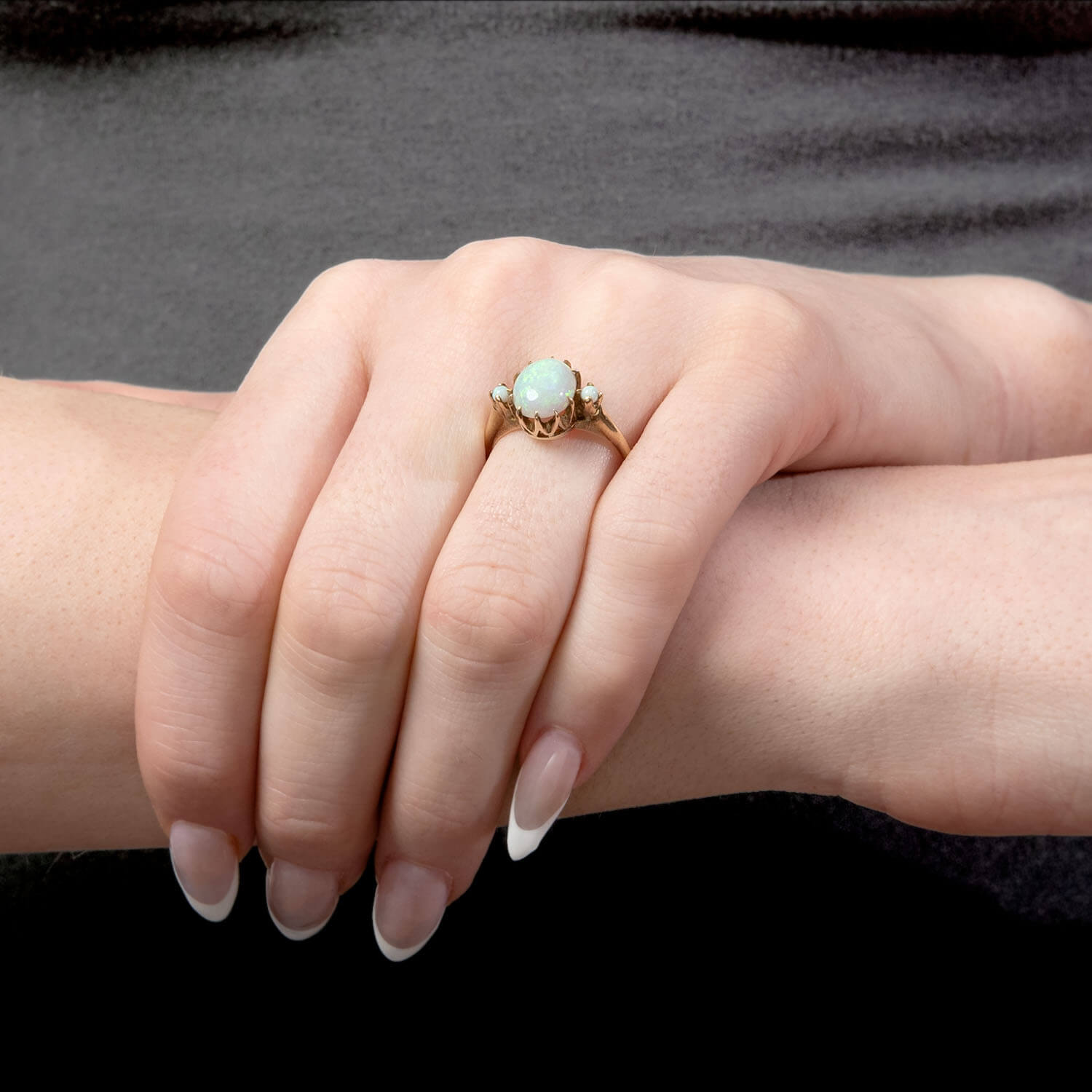 Edwardian 10k Opal Three Stone Ring
