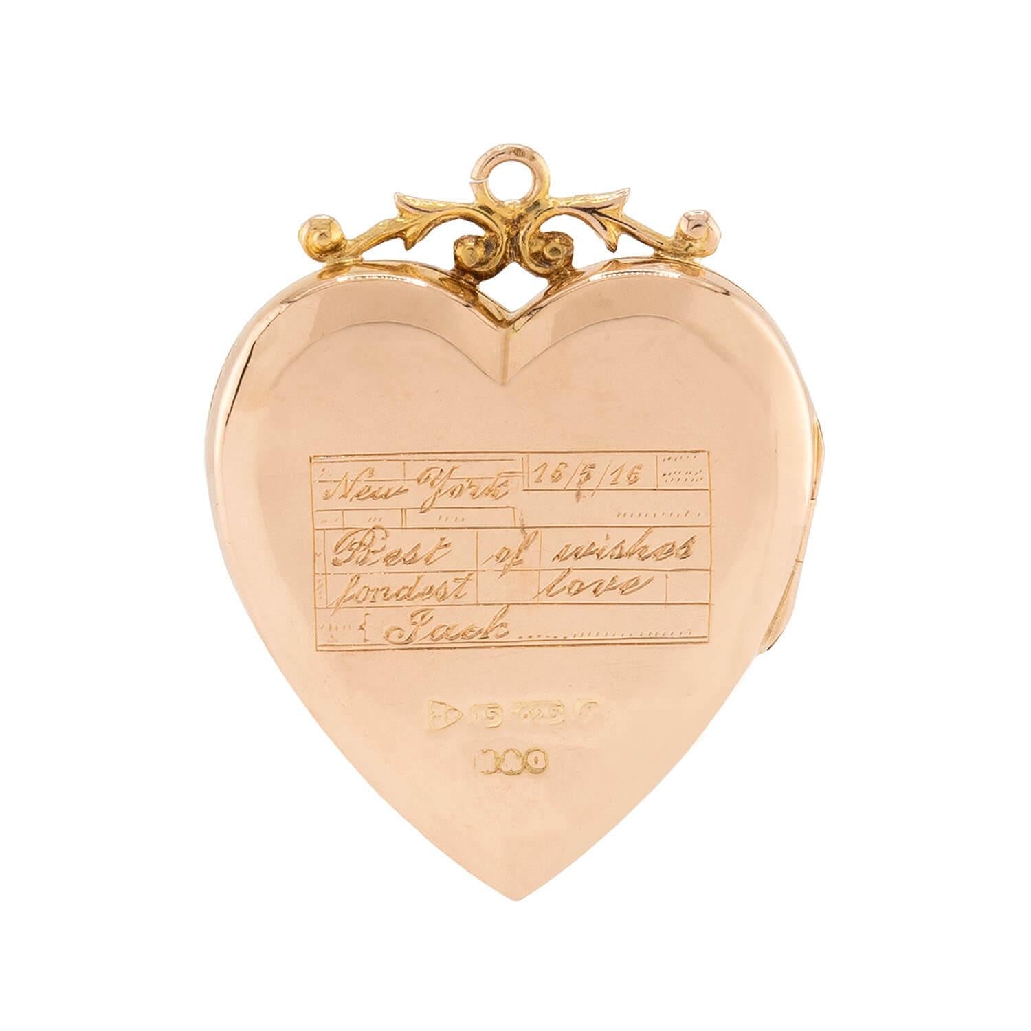 Art Nouveau English 15k Heart Locket Pendant