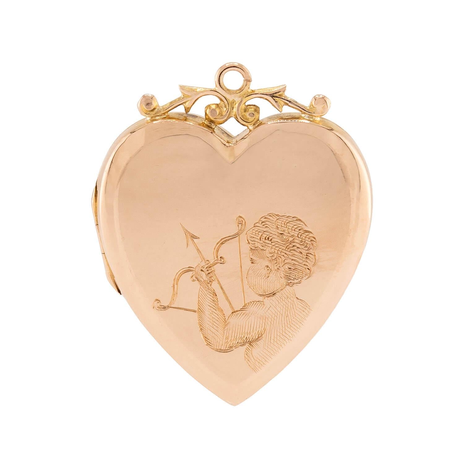 Art Nouveau English 15k Heart Locket Pendant