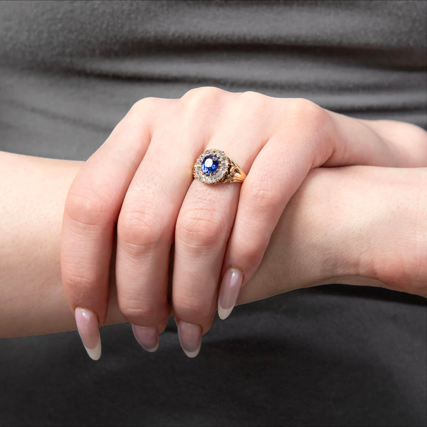 Victorian 18k Sapphire & Diamond Halo Ring
