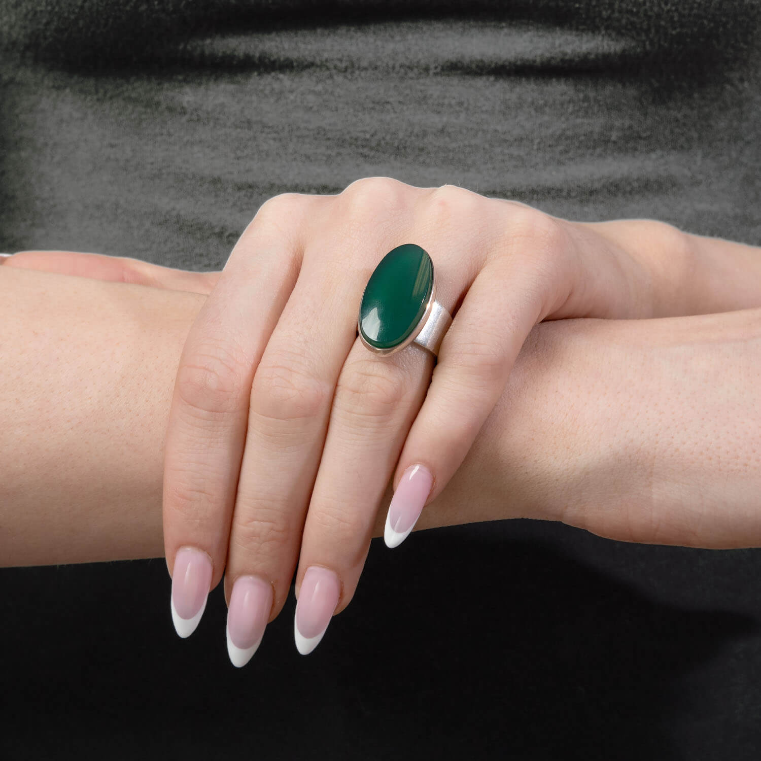 N.E. FROM Vintage Danish Sterling Silver Chrysoprase Ring