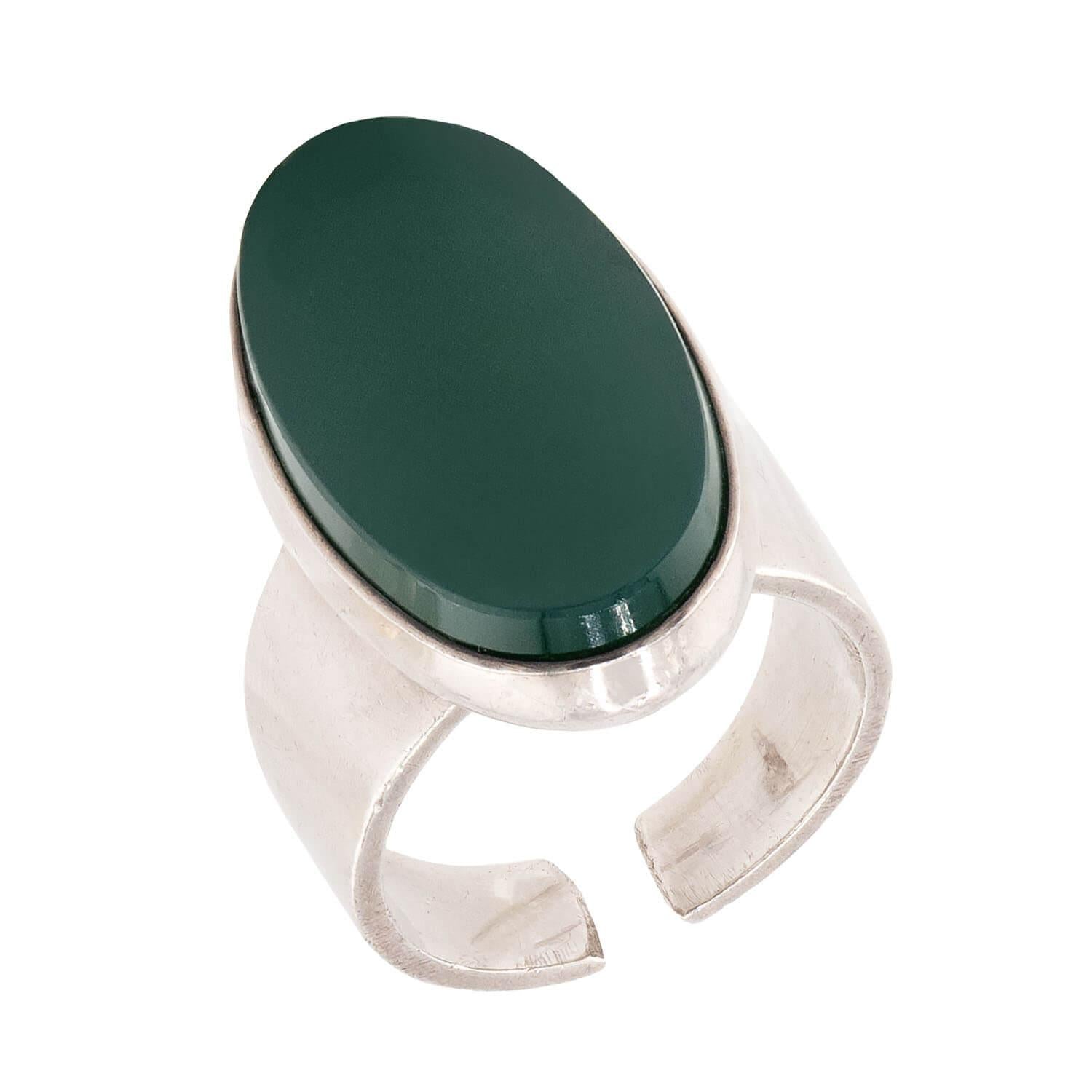 N.E. FROME Vintage Danish Sterling Silver Chrysoprase Ring