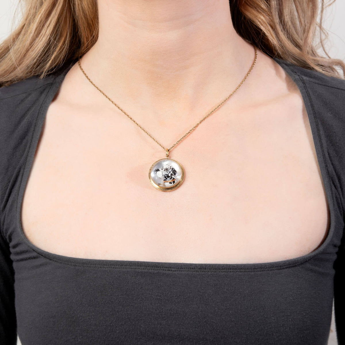 Edwardian 15k Essex Crystal "Dalmatian" Pendant