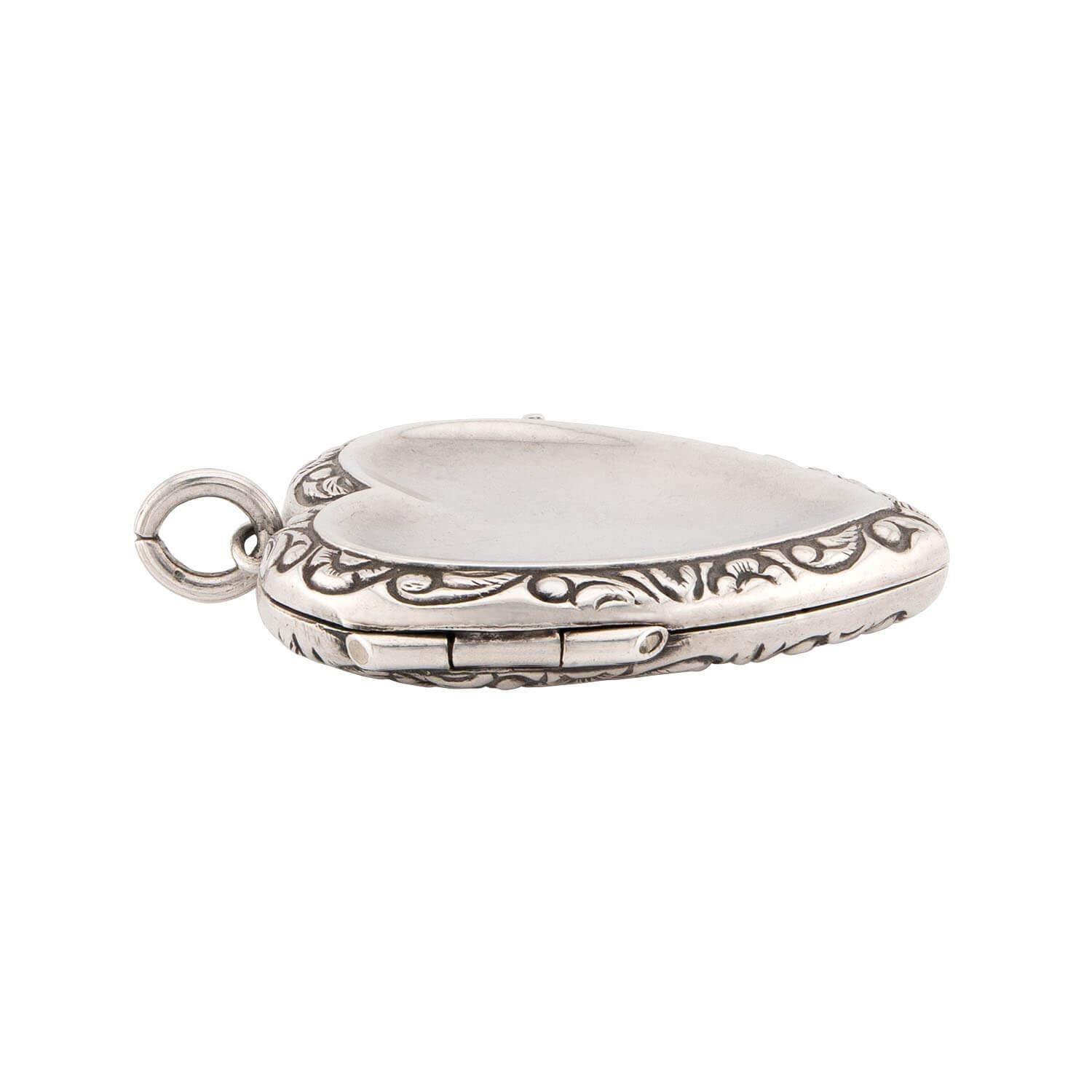 Victorian Sterling Silver Heart Locket Pendant