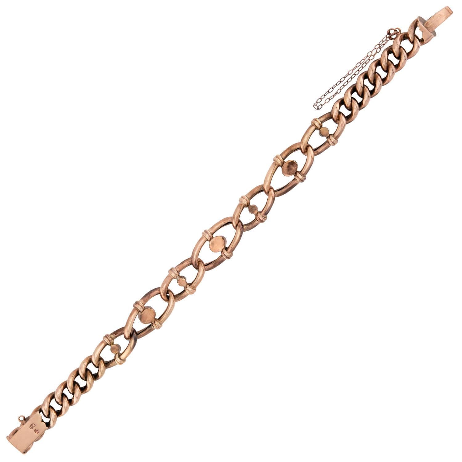 Edwardian 9k Opal & Pearl Link Bracelet