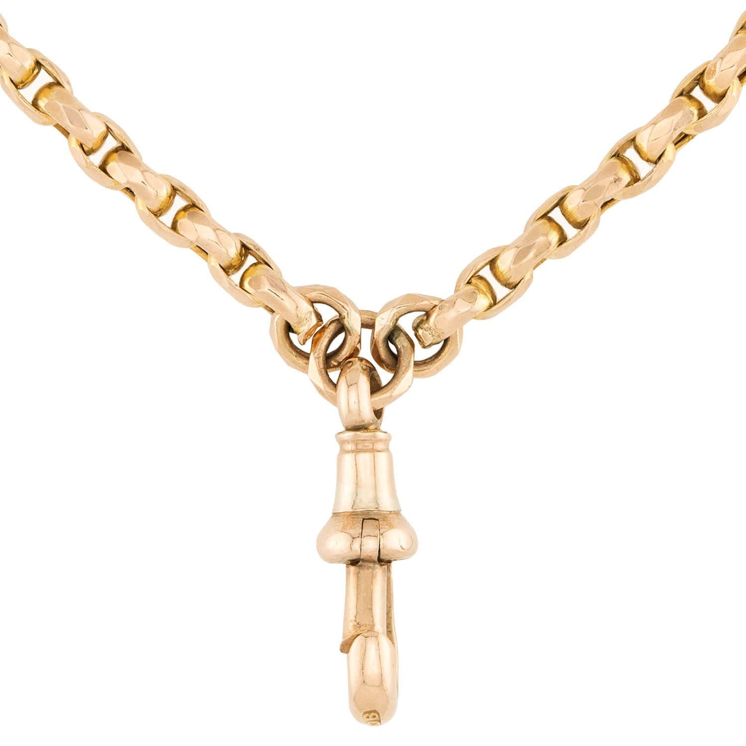 Victorian 9k Watch Chain Necklace 58.5"