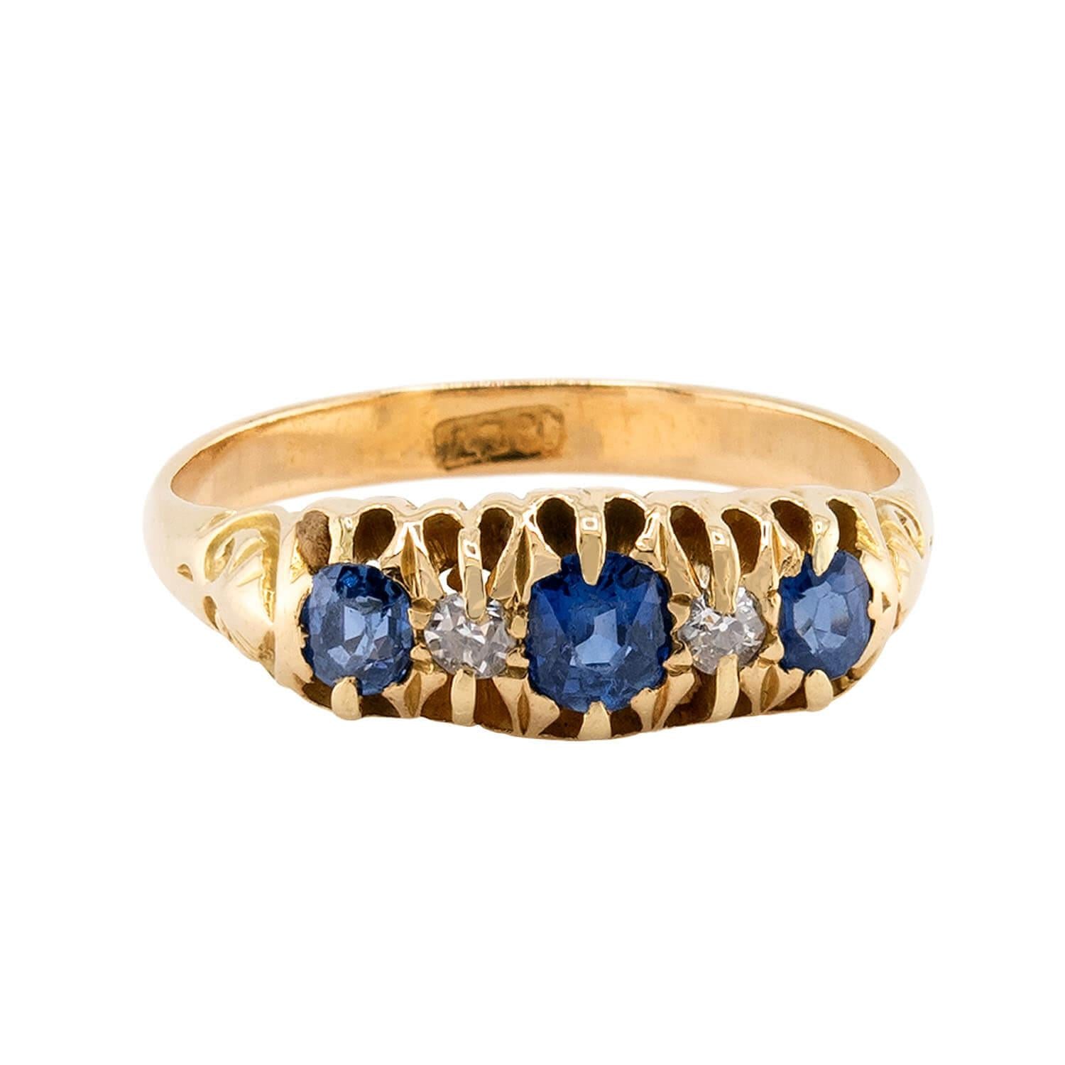 Edwardian 18k Sapphire & Diamond Ring