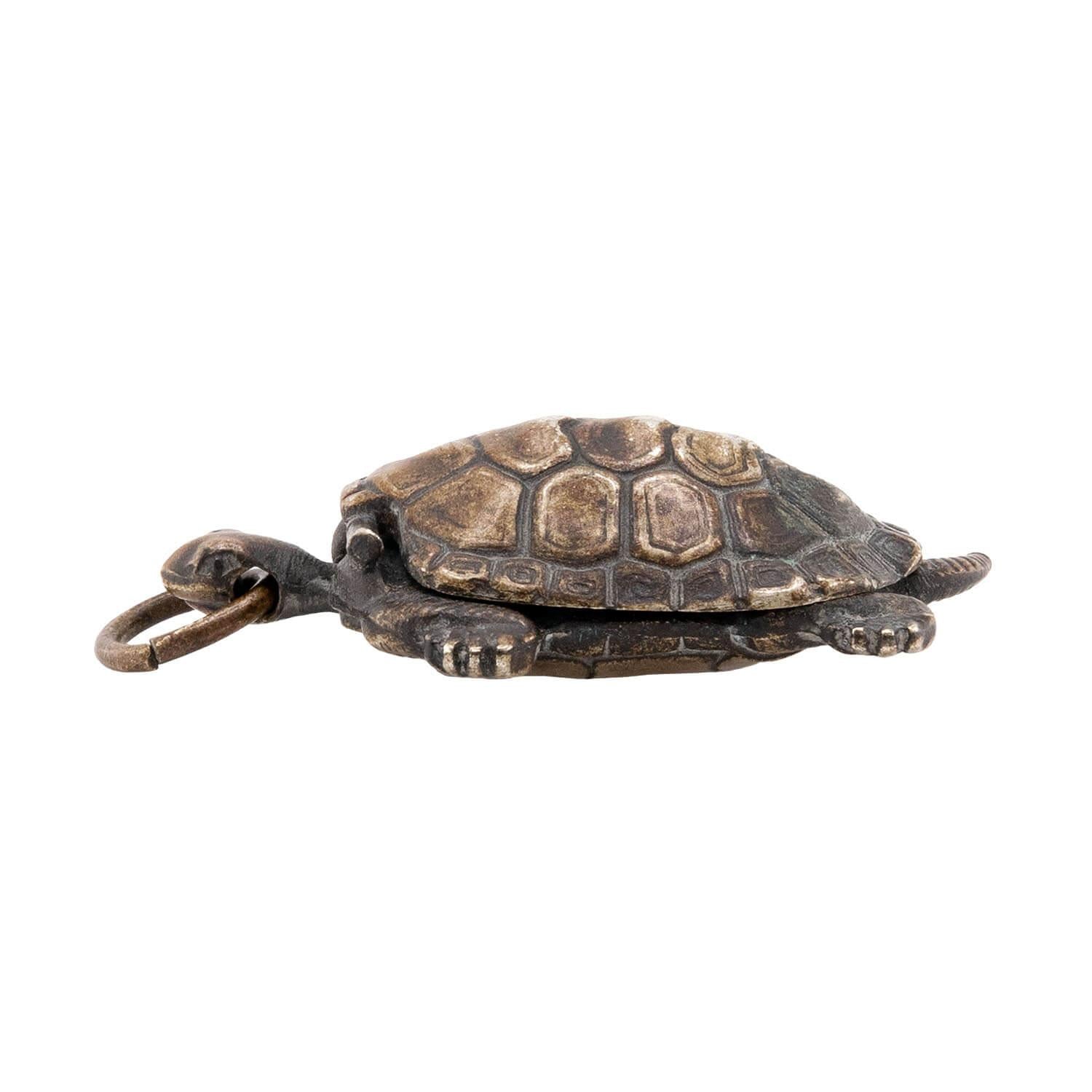 Victorian Japanese Sterling Silver Turtle Compass Pendant