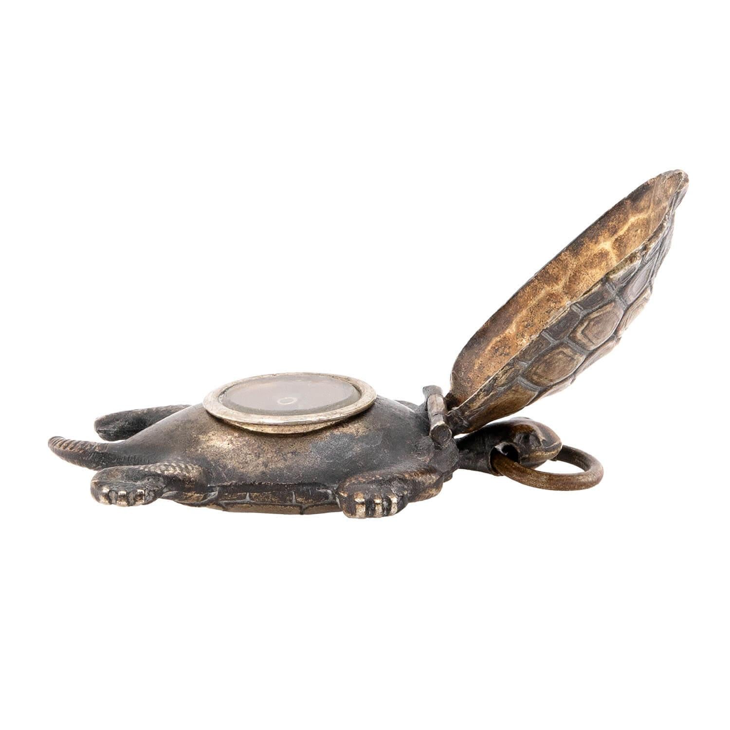 Victorian Japanese Sterling Silver Turtle Compass Pendant