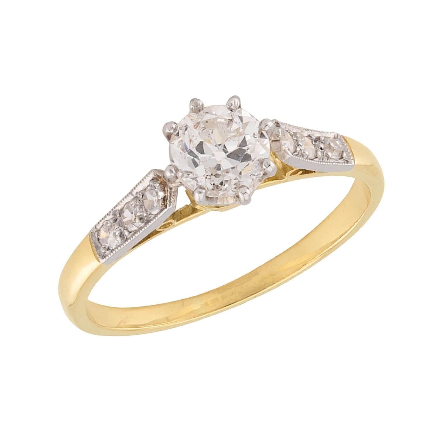 Edwardian 18k/Platinum Diamond Engagement Ring .69ct