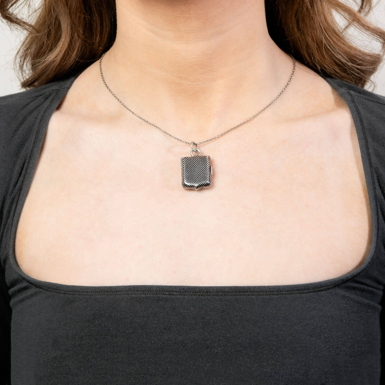 Victorian Sterling Silver Niello Locket Pendant