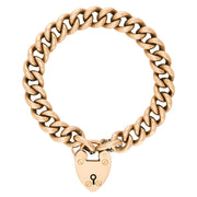 Victorian 9k Heart Padlock Curb Link Bracelet