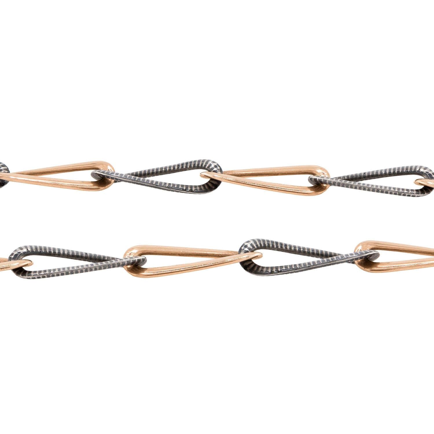 Victorian Sterling Silver/Gold-Filled Niello Chain Necklace 16"