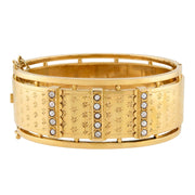 Victorian French 18k Pearl Hinged Cuff Bracelet
