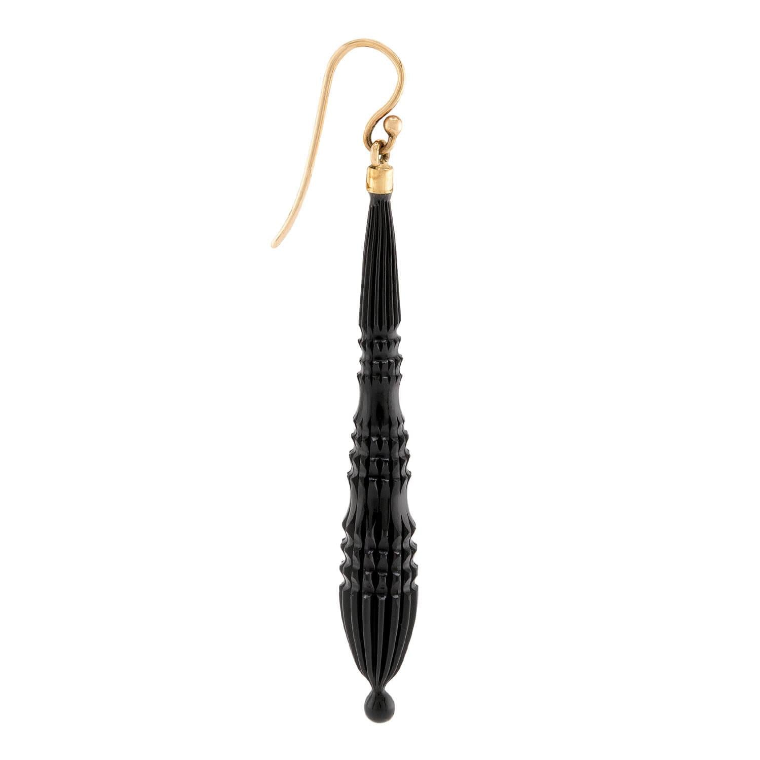 Victorian 14k Jet Dangle Earrings
