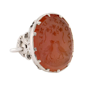 Victorian Sterling Carved Signet Carnelian Fob/Pendant