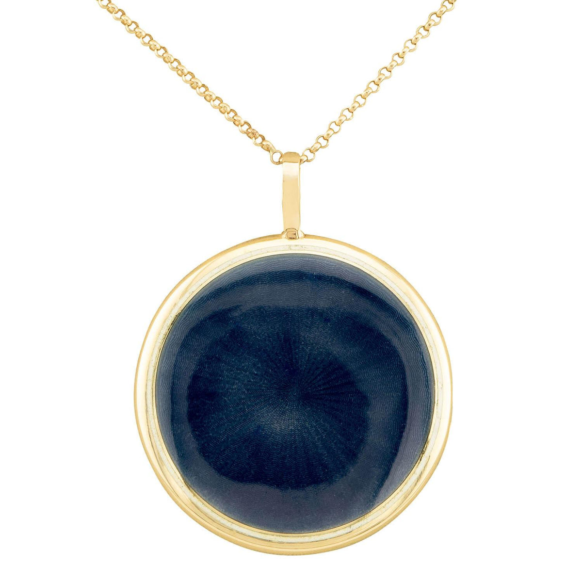 Victorian 14k Guilloche Enamel & Diamond Locket Pendant Necklace