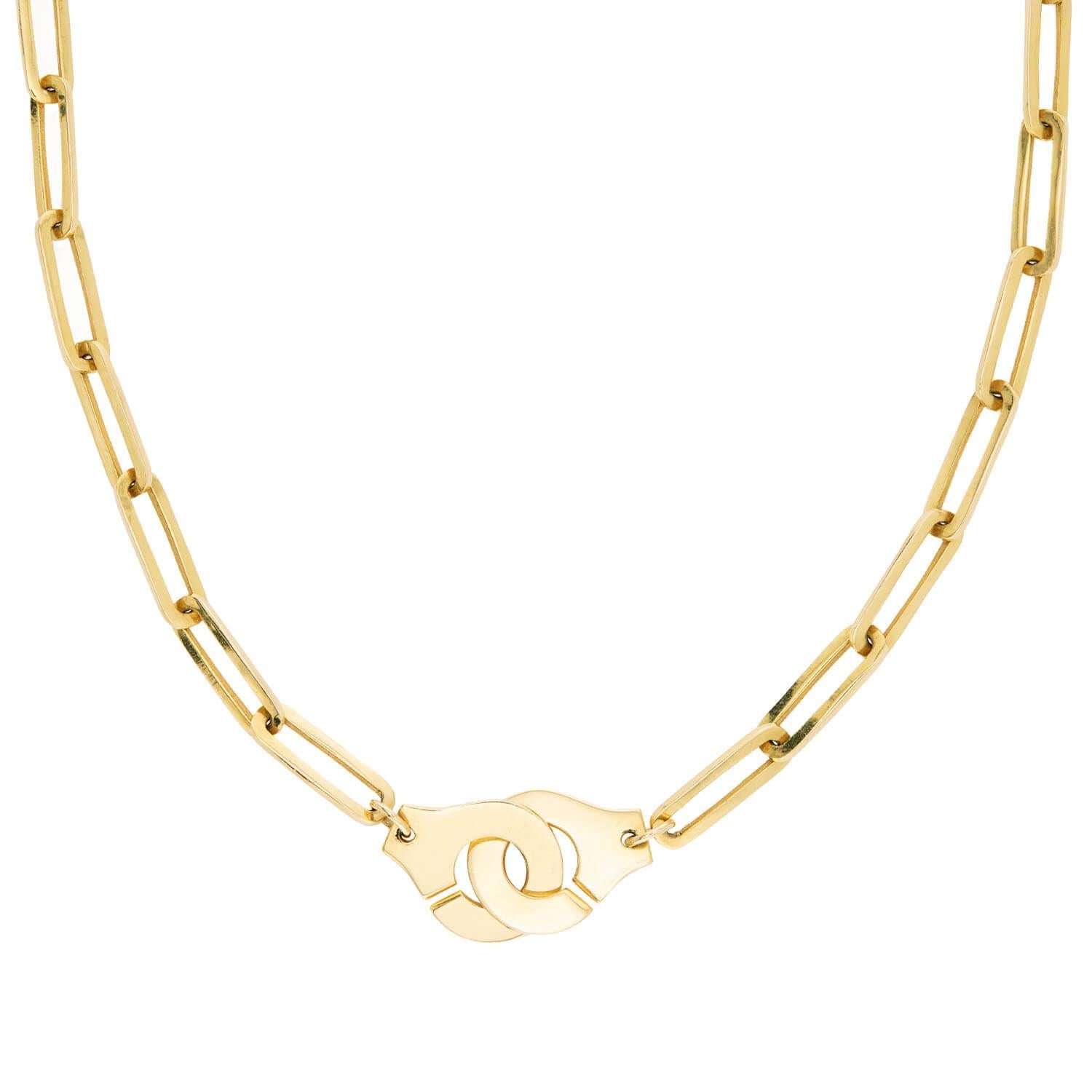 "DINH VAN" Estate 14k Handcuff Paperclip Chain Necklace 17"