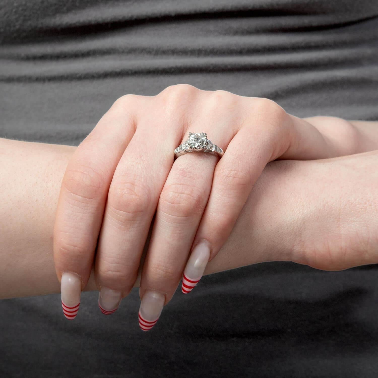 Edwardian 18k/Platinum GIA Diamond Engagement Ring 1.01ct