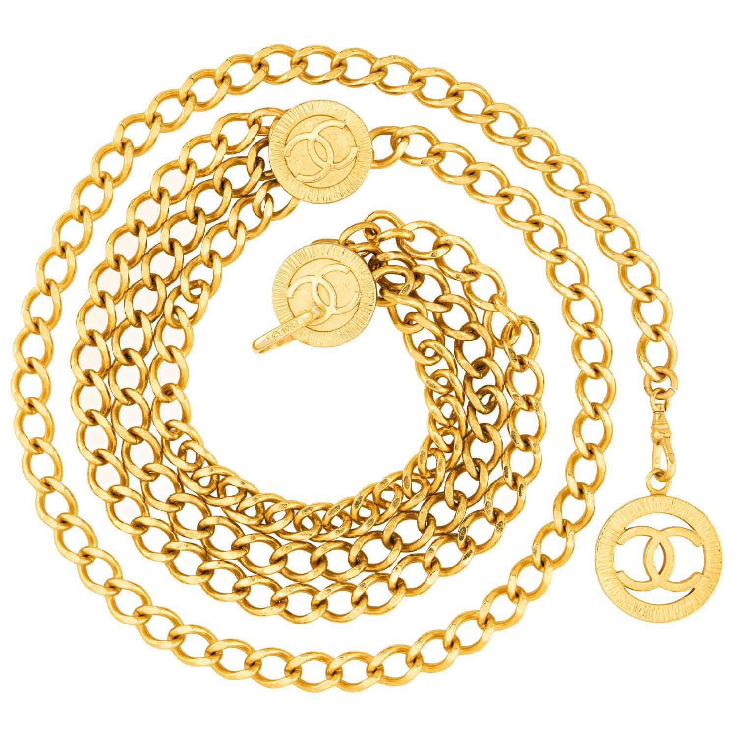 CHANEL Estate Gold Plate/Sterling Silver Chain Belt