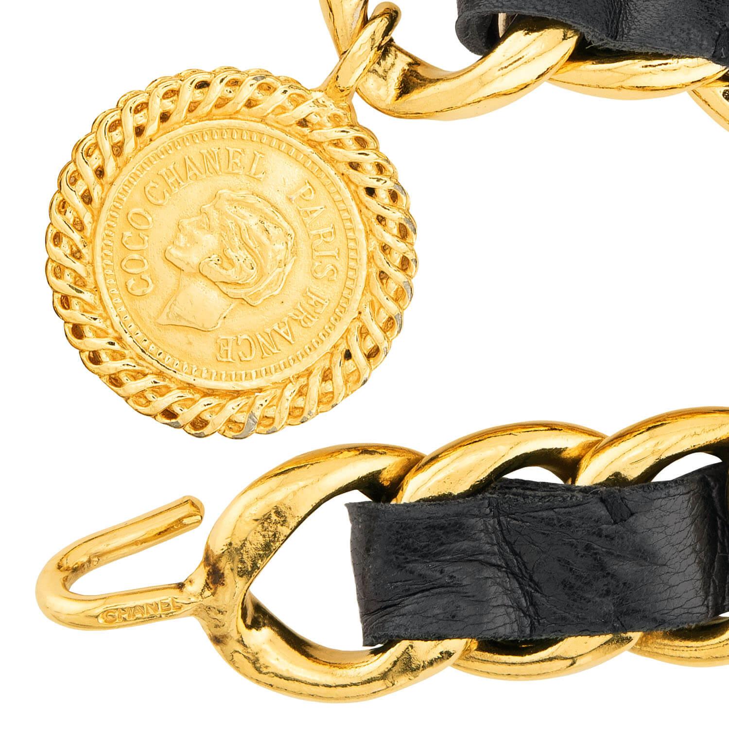 CHANEL Estate Gold Plate, Sterling Silver, and Leather Belt
