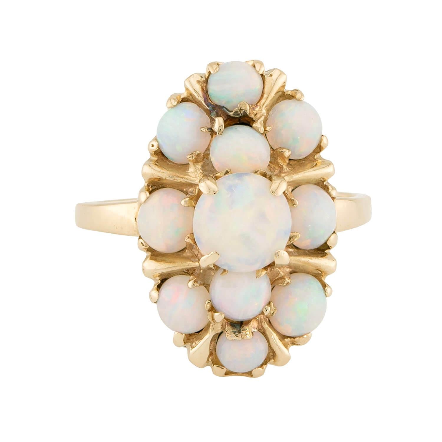 Victorian 14k Opal Navette Ring