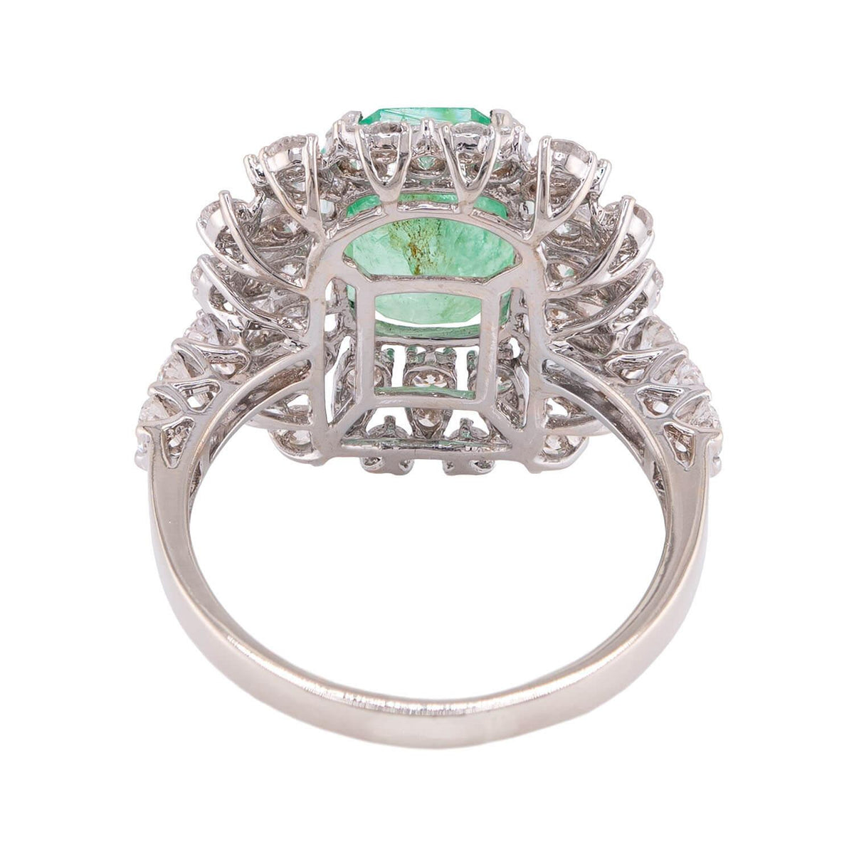 Estate 18k Emerald & Diamond Halo Ring