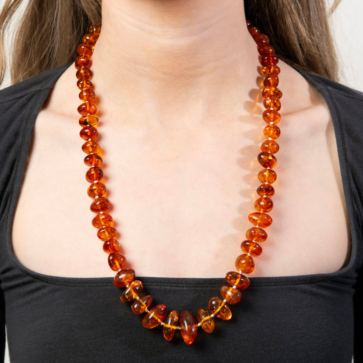 Vintage Gold-Filled Amber Bead Necklace 26.5"