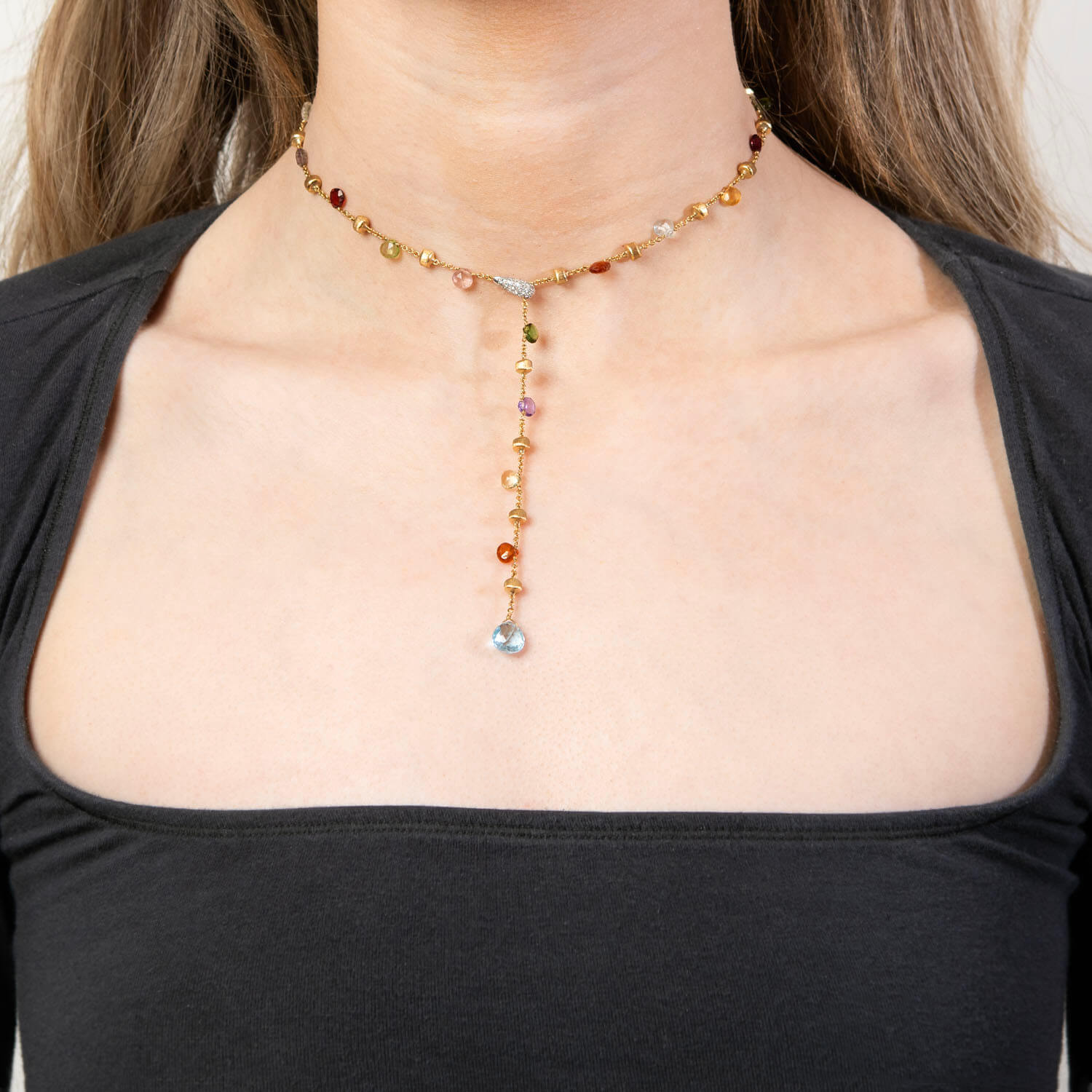MARCO BICEGO Estate Italian 18k Multi-Stone Lariat Necklace