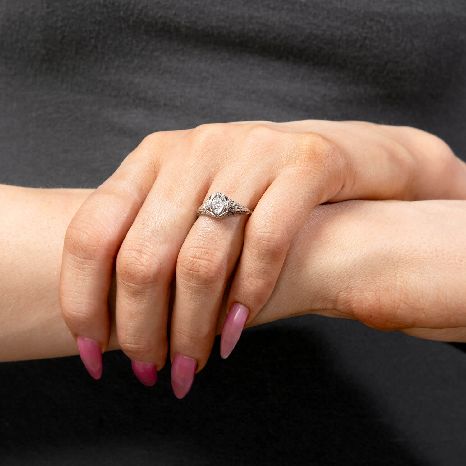 Art Deco 18k Diamond Engagement Ring .20ct