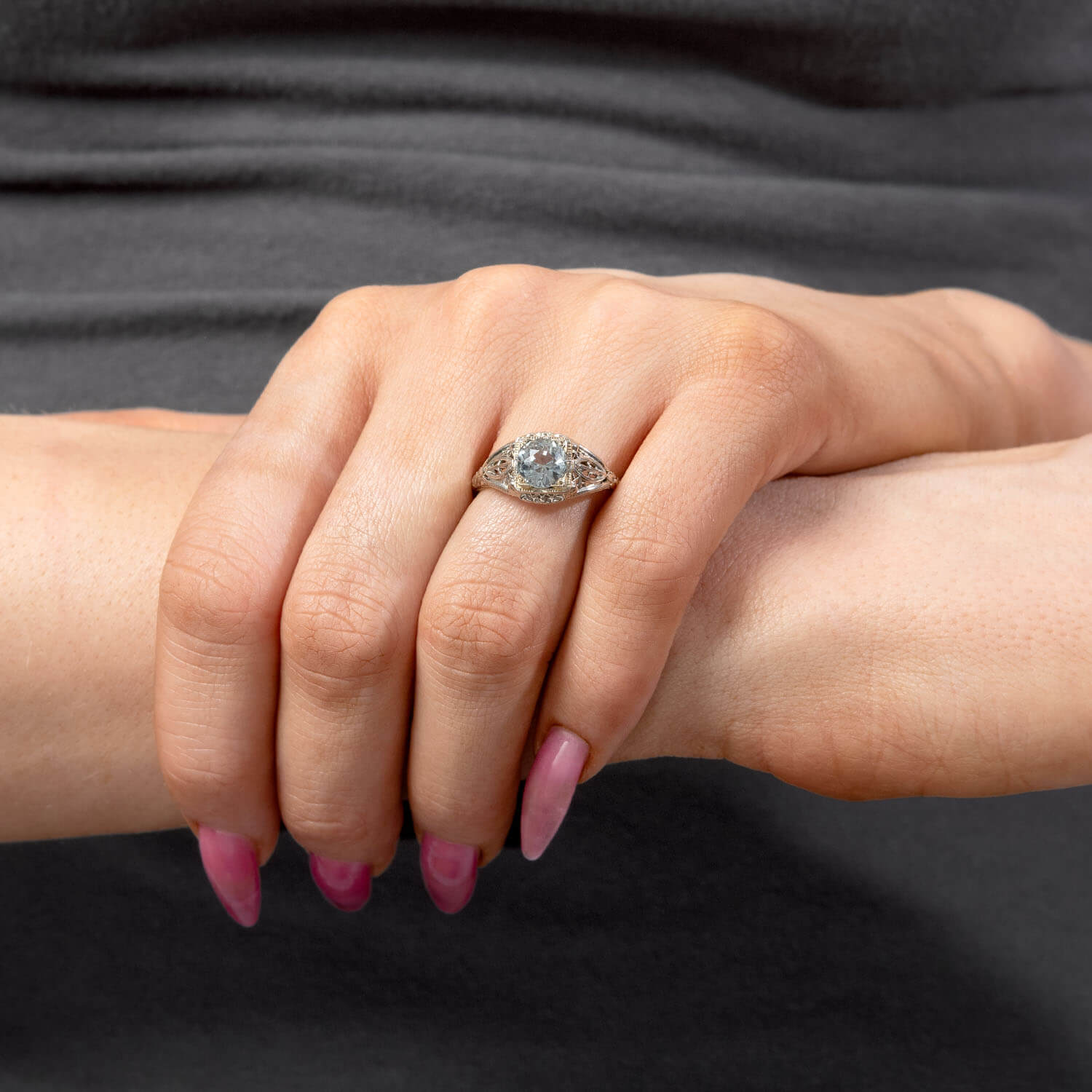 Art Deco 18k 1.50ct Aqua Ring